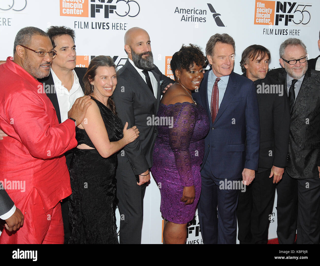 New York, NY, USA. 28th Sep, 2017. Laurence Fishburne, Yul Vazquez, Ginger Sledge, Deanna Reed-Foster, Bryan Cranston, Richard Linklater, Darryl Ponicsan attends 55th New York Film Festival opening night premiere of 'Last Flag Flying' at Alice Tully Hall, Lincoln Center on September 28, 2017 in New York City. Credit: John Palmer/Media Punch/Alamy Live News Stock Photo