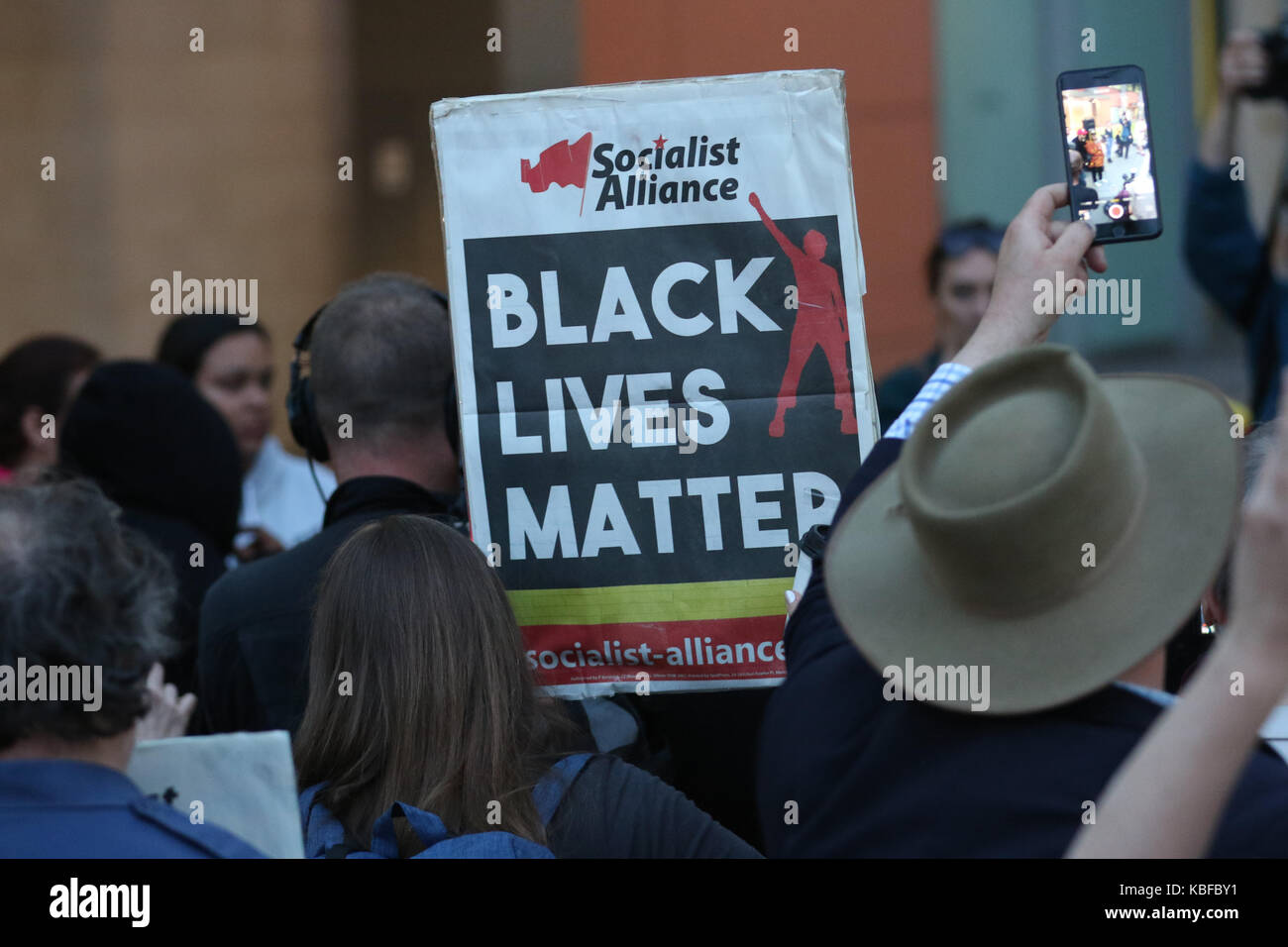 Sydney, Australia. 29 September 2017. A national day of action was held across the country as protesters called for an end to deaths in custody and for the closure of youth prisons. In Sydney protesters marched form Lee Street next to Central Station to Sydney Police Station in Surry Hill. Present were family members of Tane Chatfield, 22, who was found unresponsive at Tamworth Correctional Centre on 20 September. Credit: Richard Milnes/Alamy Live News Stock Photo
