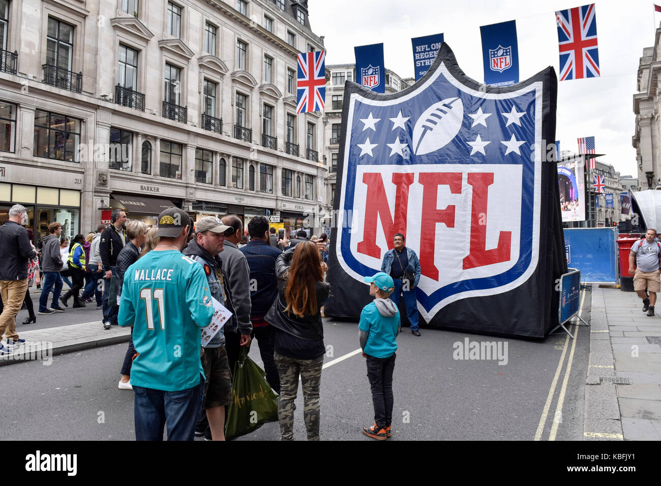 London, UK. 30 September 2017. American football fans gather in the