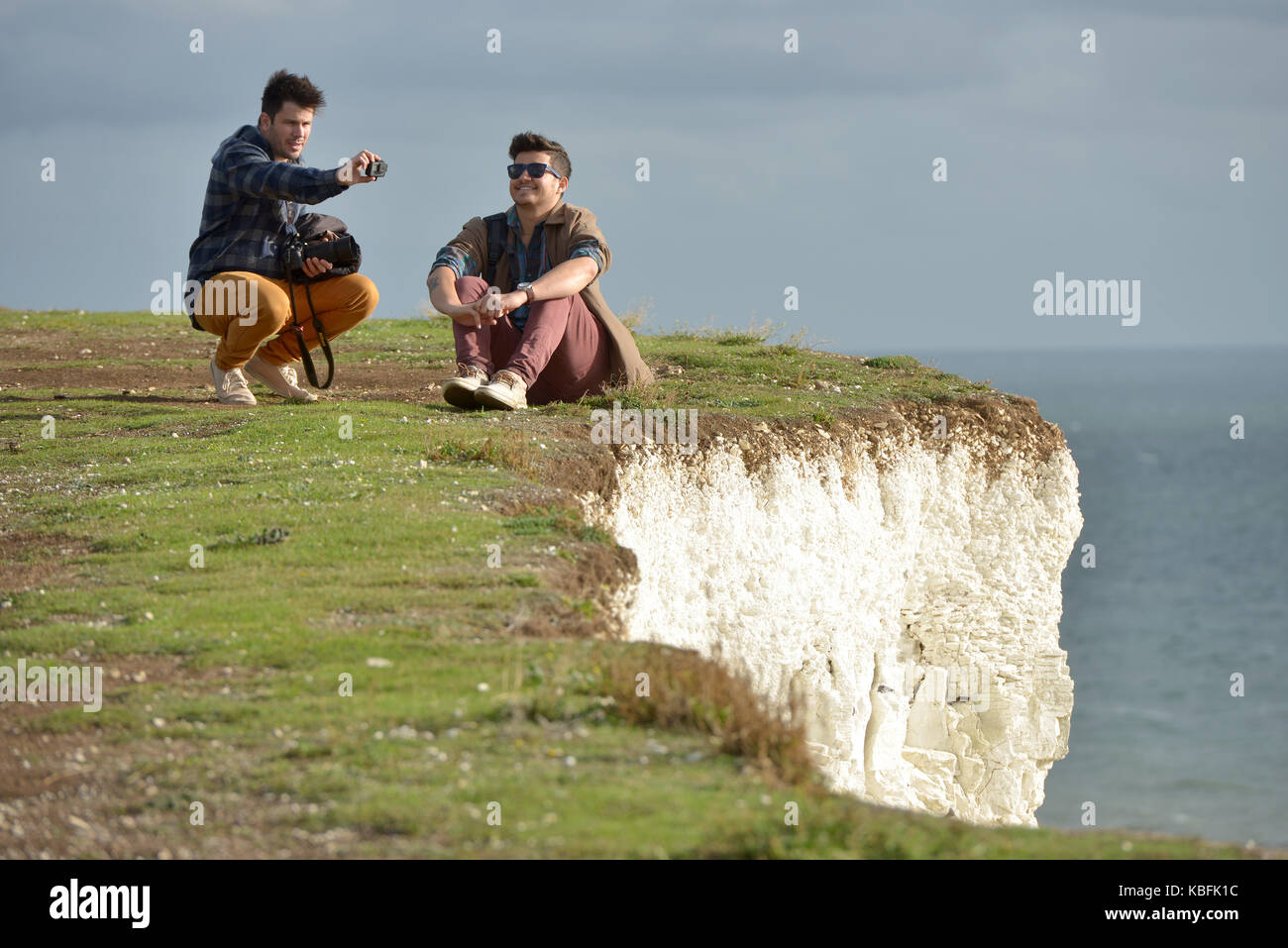 Birling Gap, East Sussex. 30th September 2017. Visitors to the iconic ...