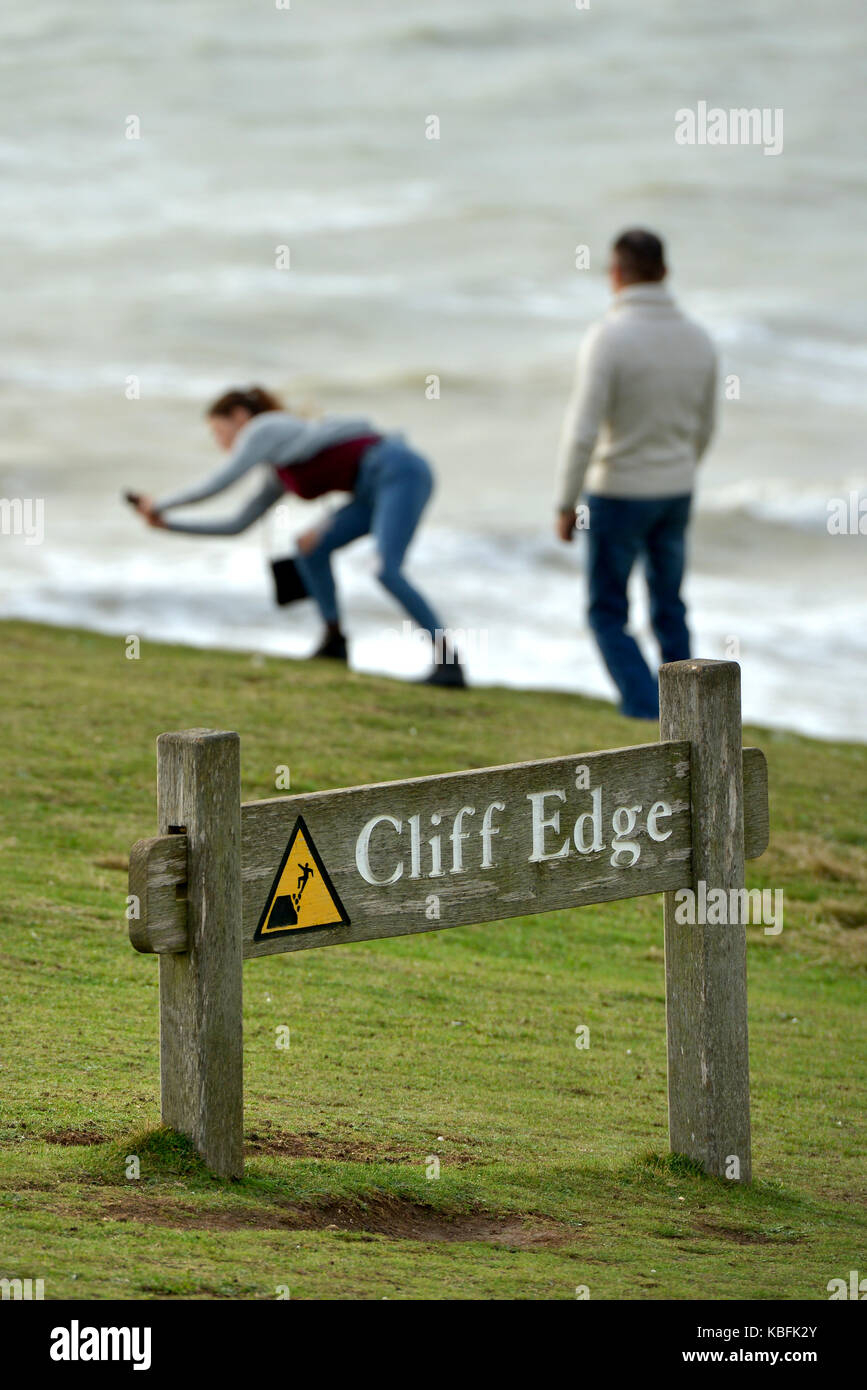 Birling Gap, East Sussex. 30th September 2017. Visitors to the iconic ...