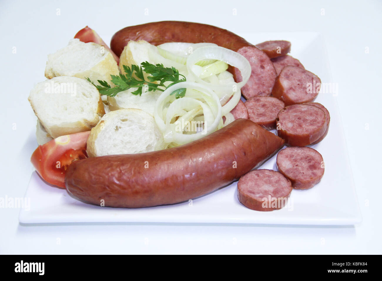 Sausage, pepperoni, onions, São Paulo, Brazil. Stock Photo