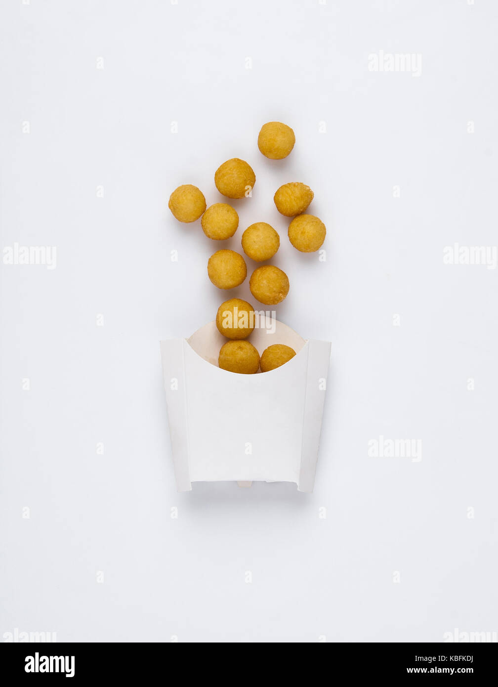 fried chicken balls in a white box on a white background. studio picture of fried chicken balls Stock Photo