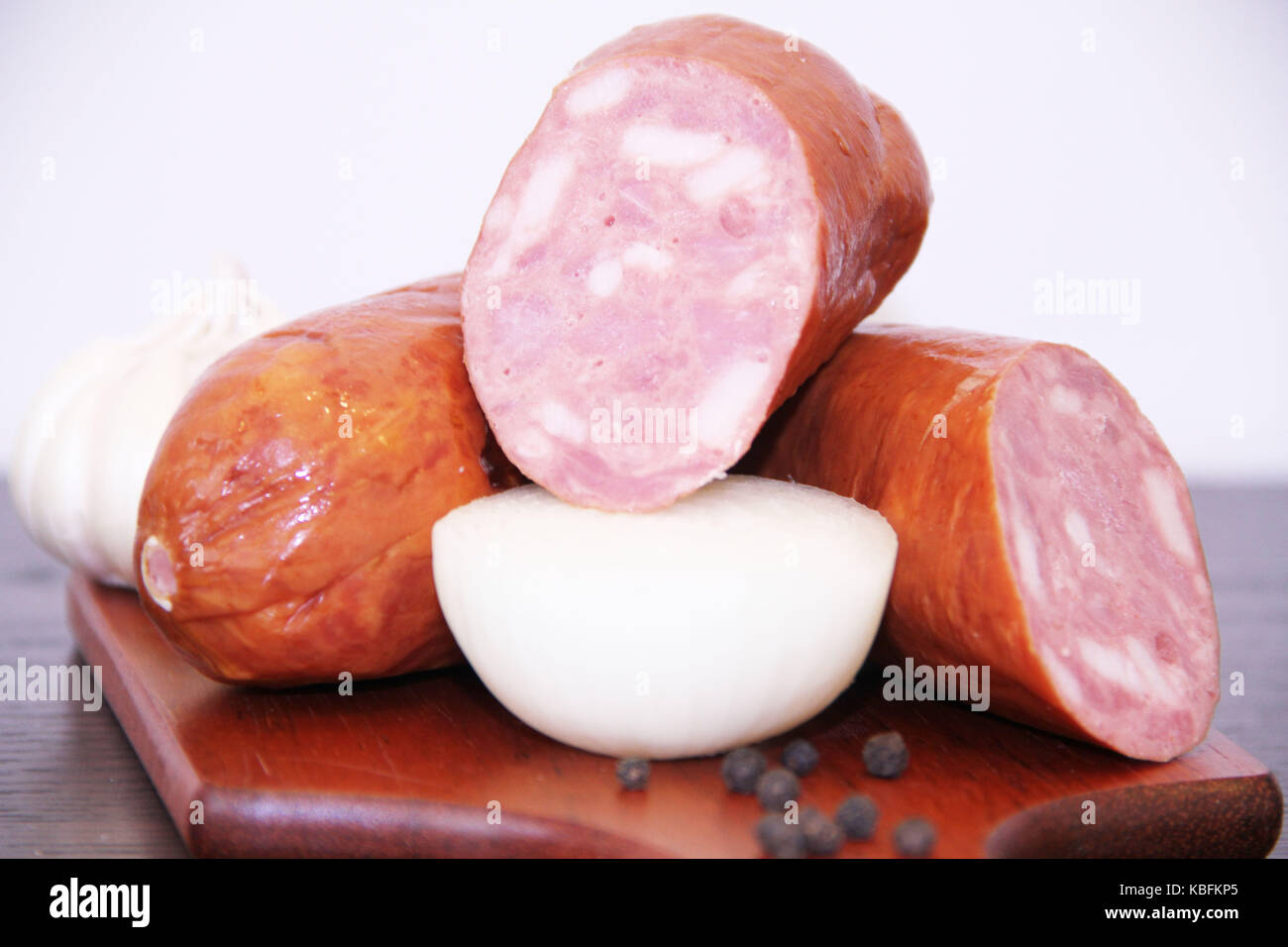 Sausage, pepperoni, onions, garlic, São Paulo, Brazil. Stock Photo