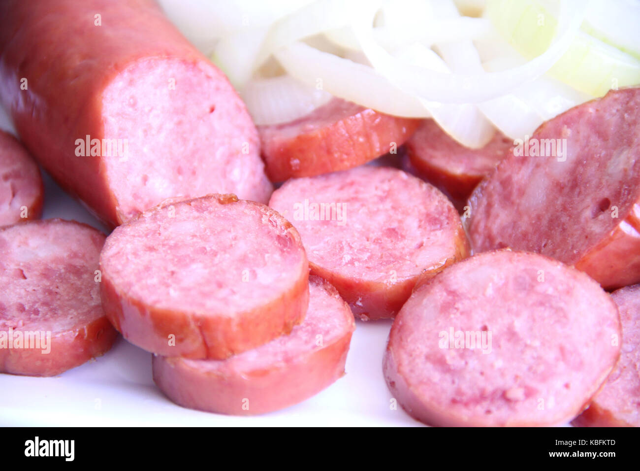 Sausage, pepperoni, onions, São Paulo, Brazil. Stock Photo