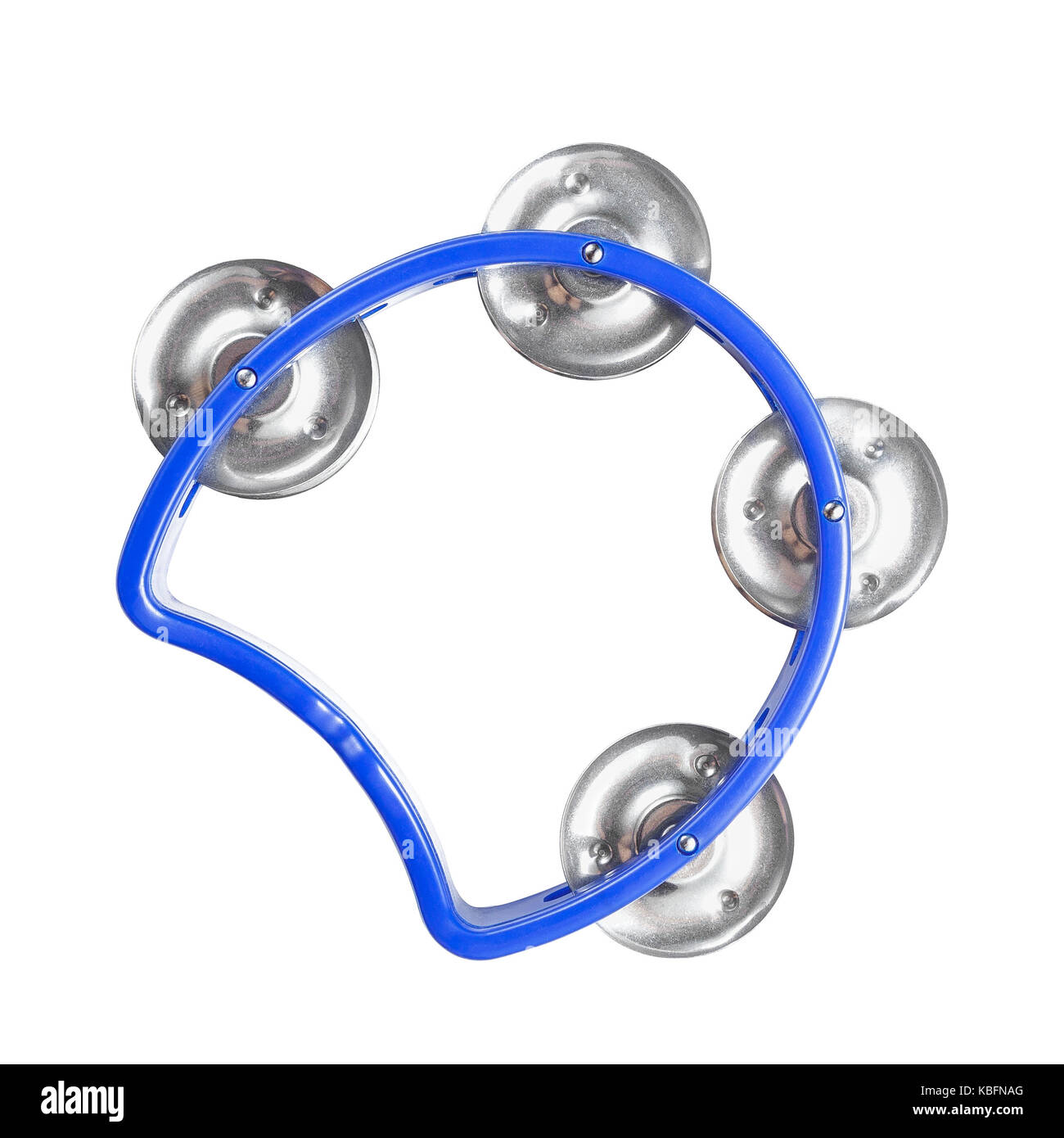 Little blue tambourine isolated on a white background Stock Photo