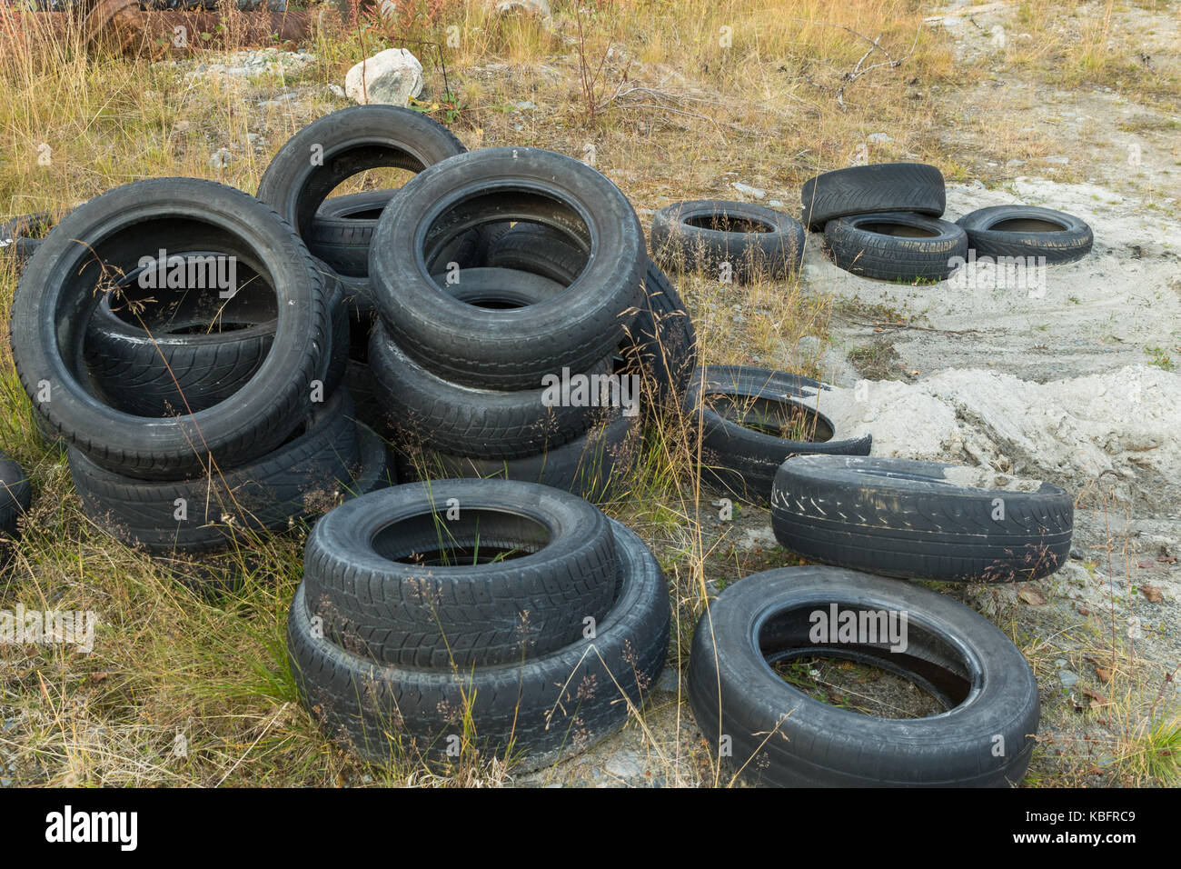 car rubber tires abandoned Stock Photo