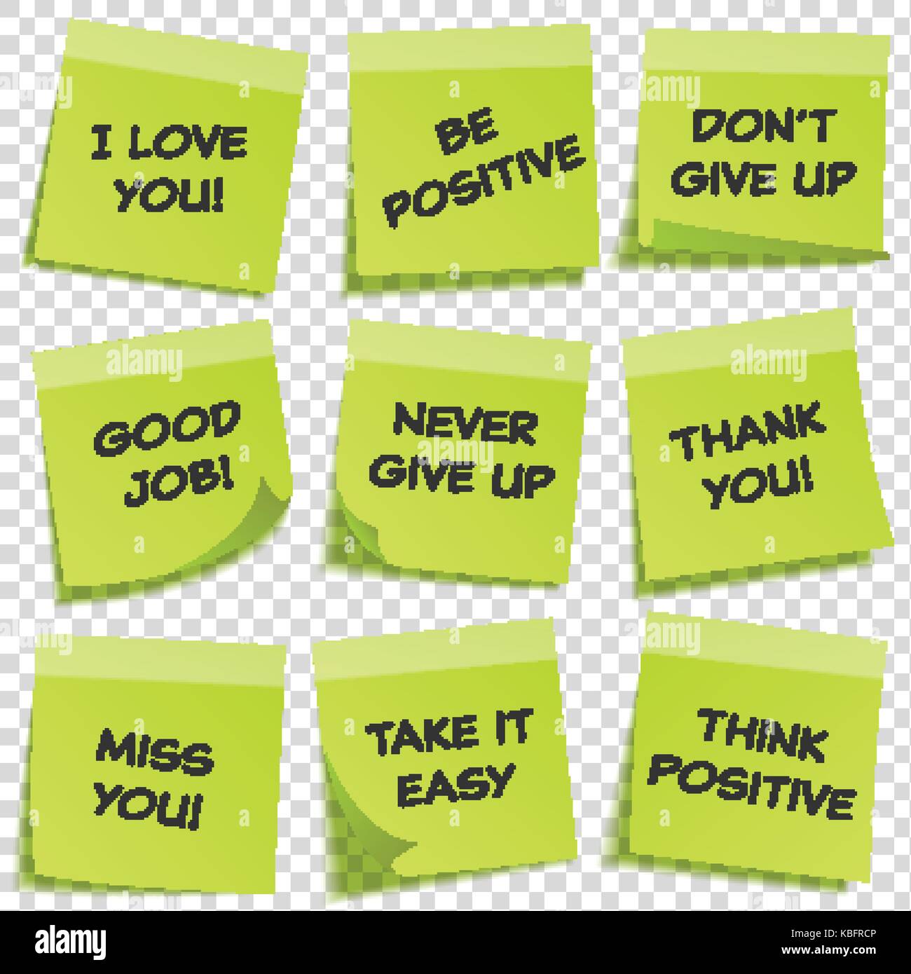 Sticky note with text and shadow isolated on transparent background set ...