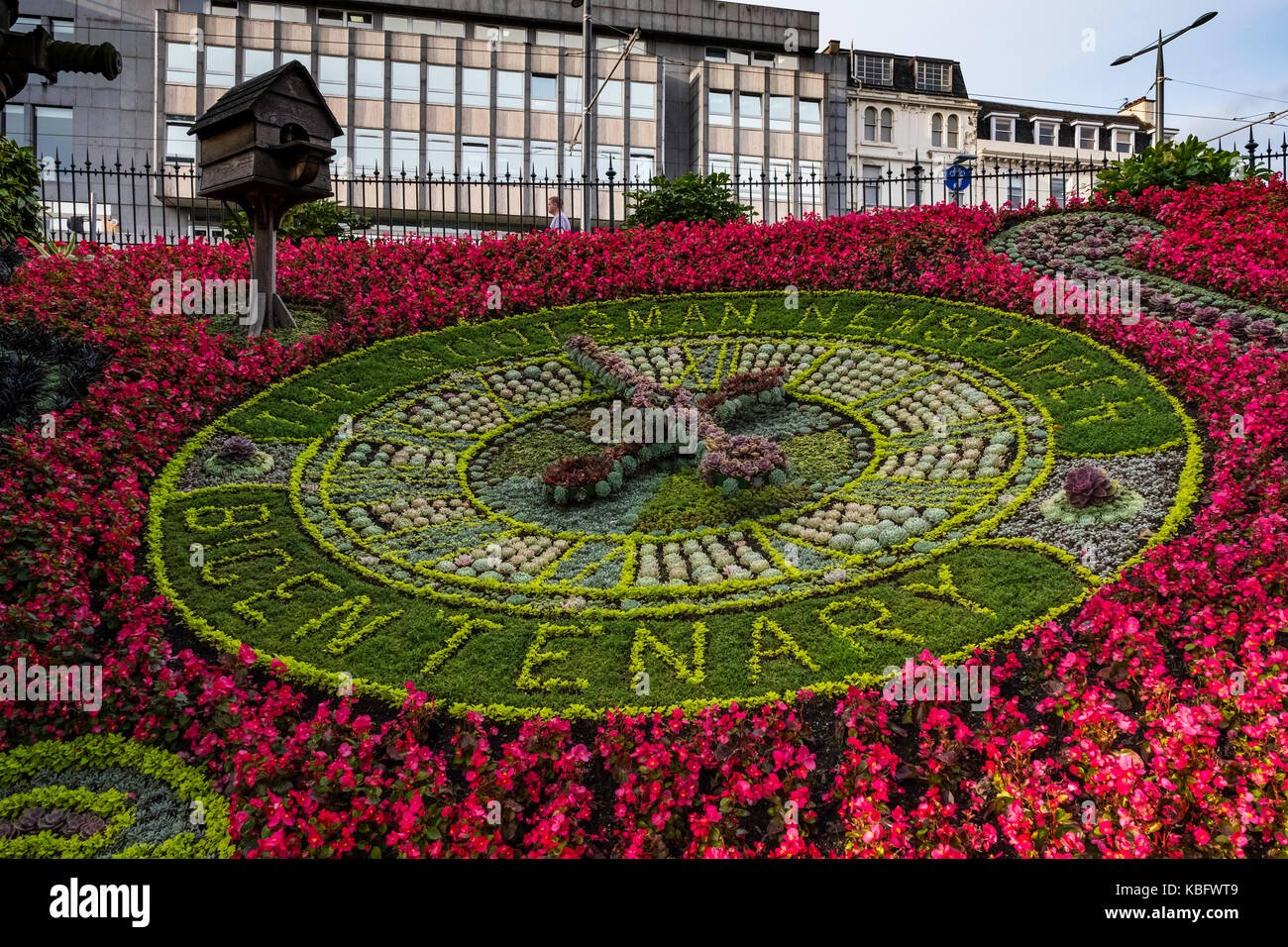 Princes Street Flower Clock in Edinburgh, Scotland, United Kingdom. Stock Photo