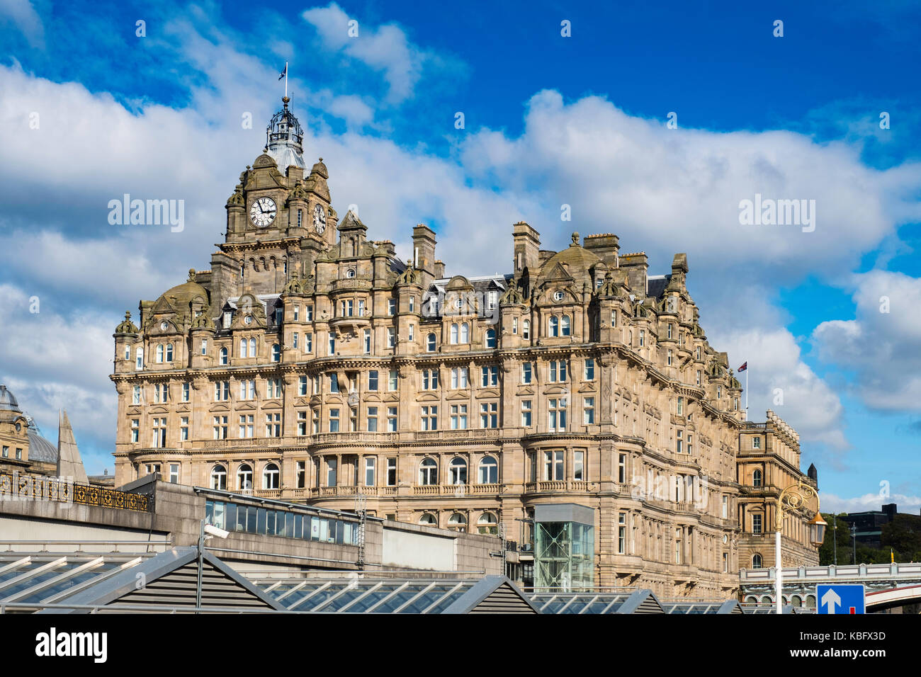 View of luxury Balmoral Hotel on Princes Street in Edinburgh, Scotland, United Kingdom Stock Photo