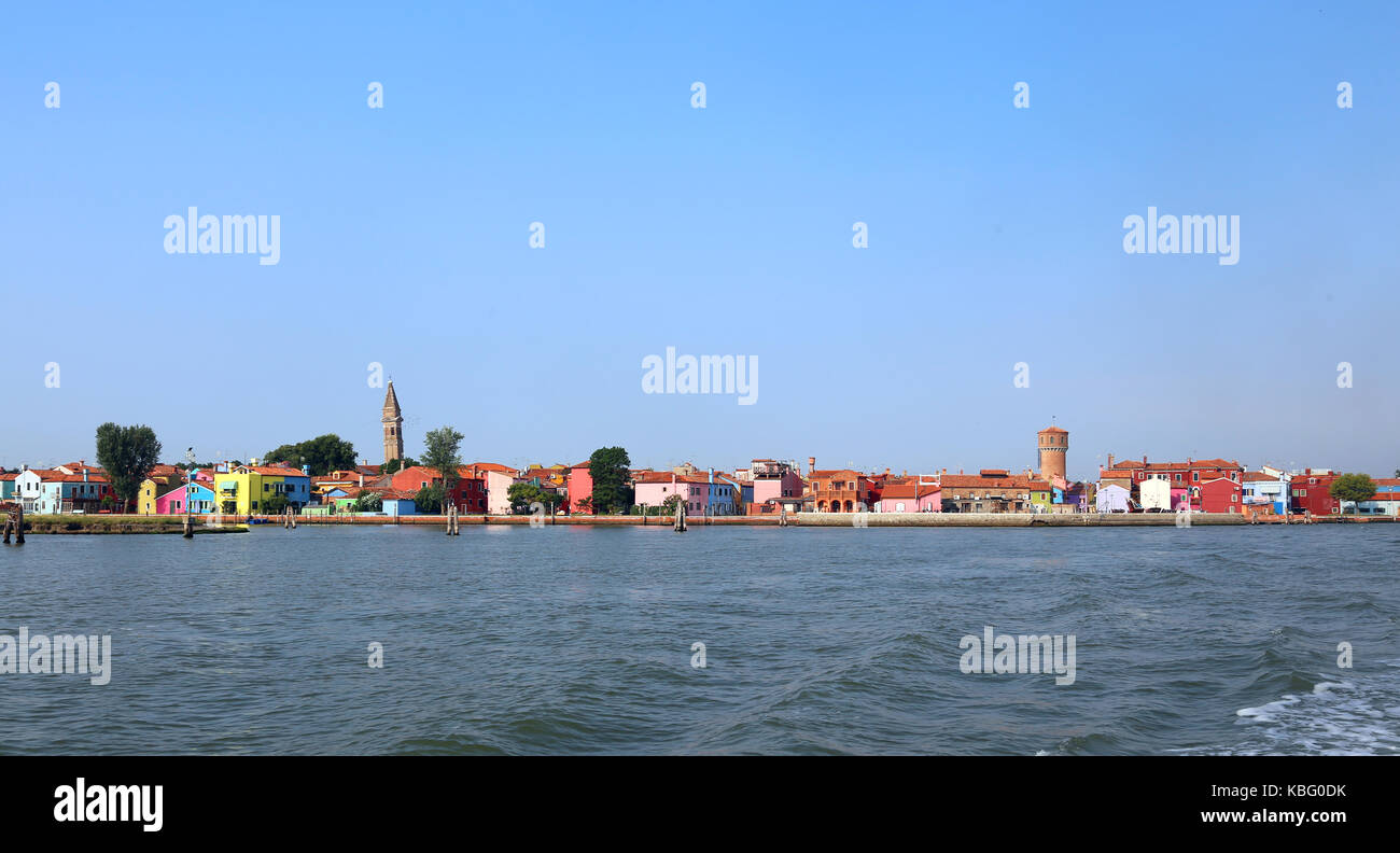 skyline of Burano Island near Venice in Italy Stock Photo