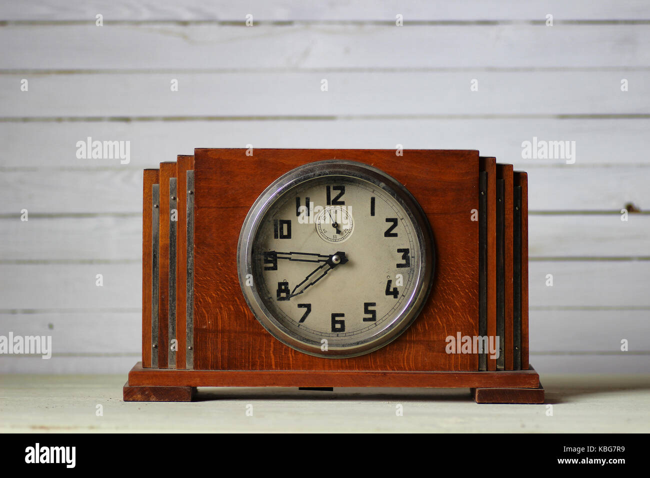 old wooden clock Stock Photo Alamy