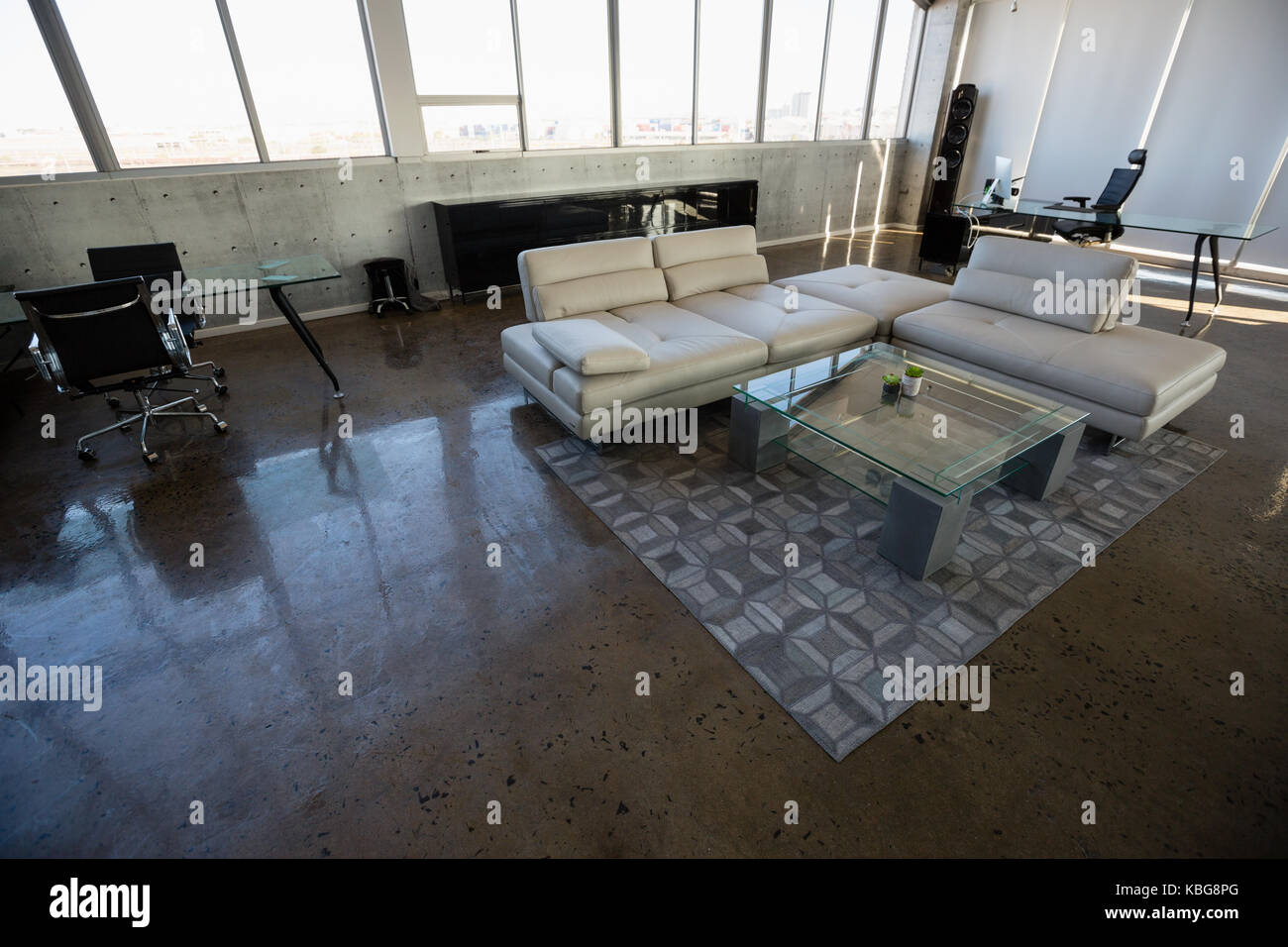 High angle interior of empty modern office Stock Photo - Alamy