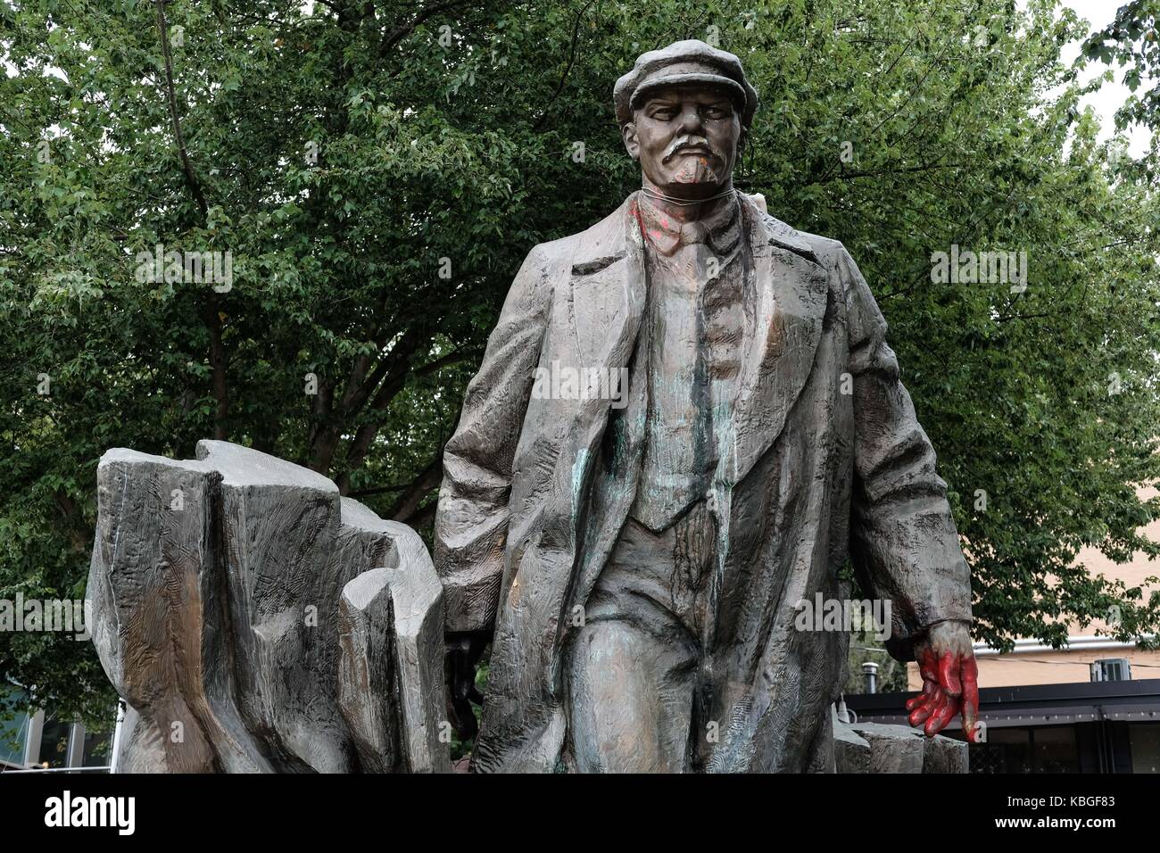 The controversial statue of Vladimir Lenin which stands in the Fremont ...