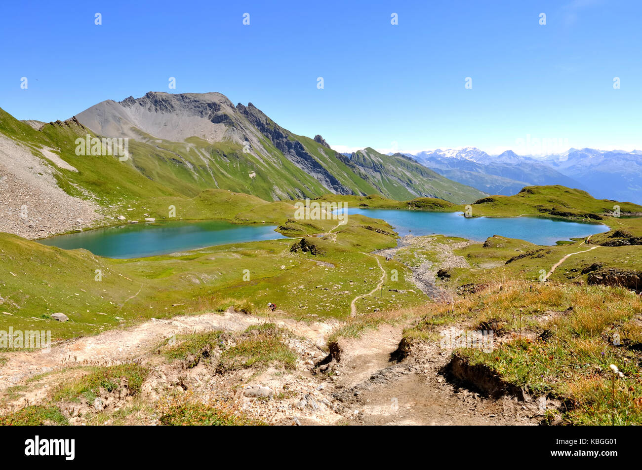 beautiful lakes in mountain under blue sky Stock Photo - Alamy