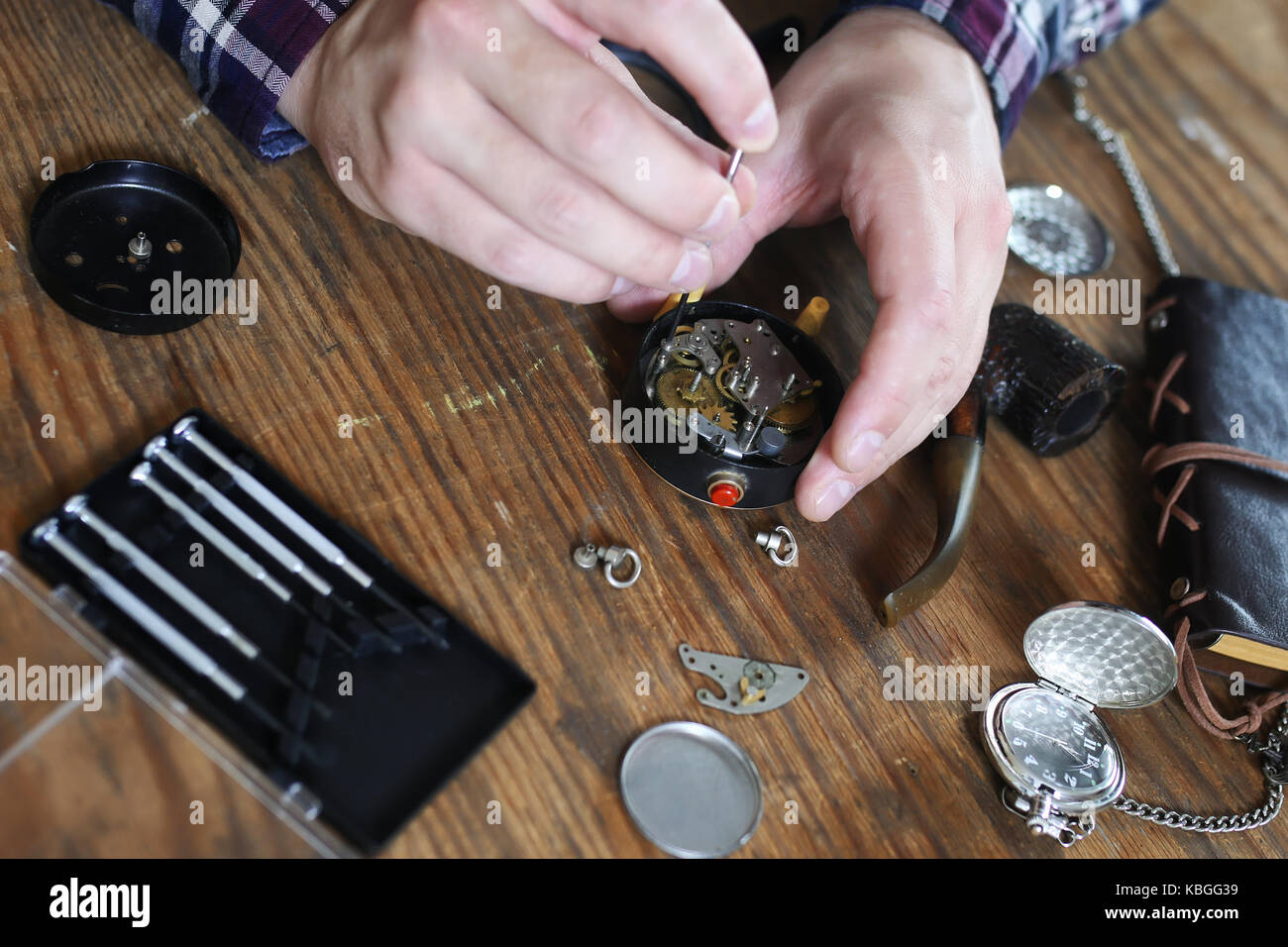 watch clock repair Stock Photo Alamy