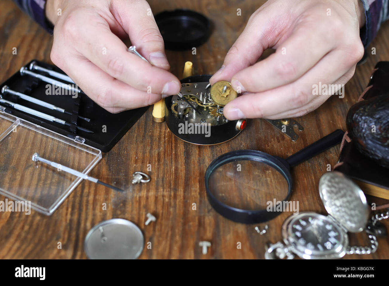 watch clock repair Stock Photo Alamy