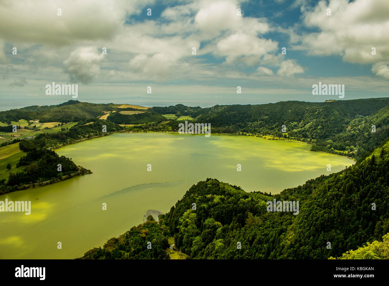 Azores islands belong to Portugal, from inside a crater that started to