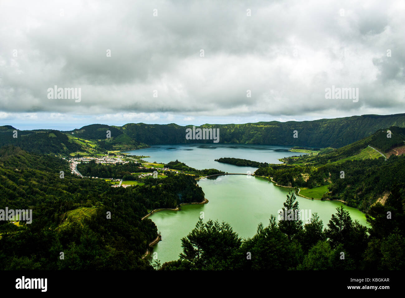 Azores islands belong to Portugal, from inside a crater that started to