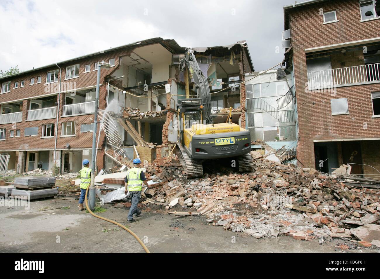 Demolition of old council flats in Erdington, Birmingham, June 2006