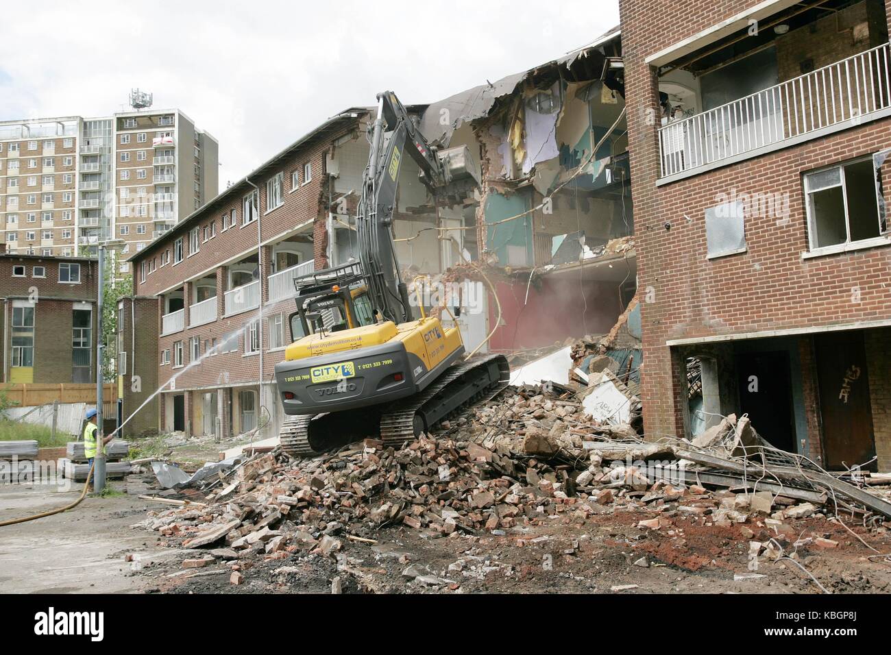 Demolition of old council flats in Erdington, Birmingham, June 2006