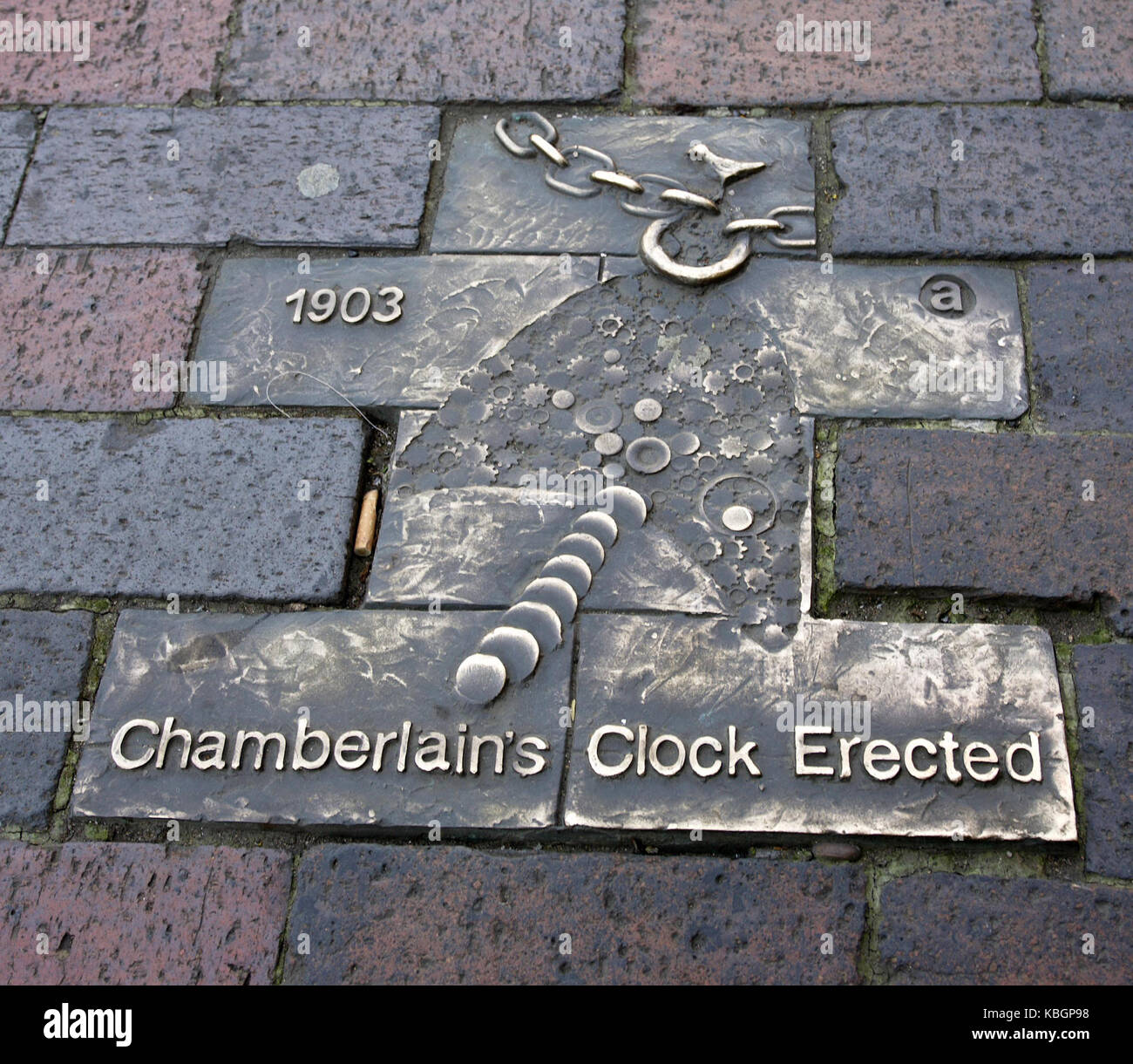 Plaque for Chamberlain's Clock, Hockley, Birmingham. Stock Photo