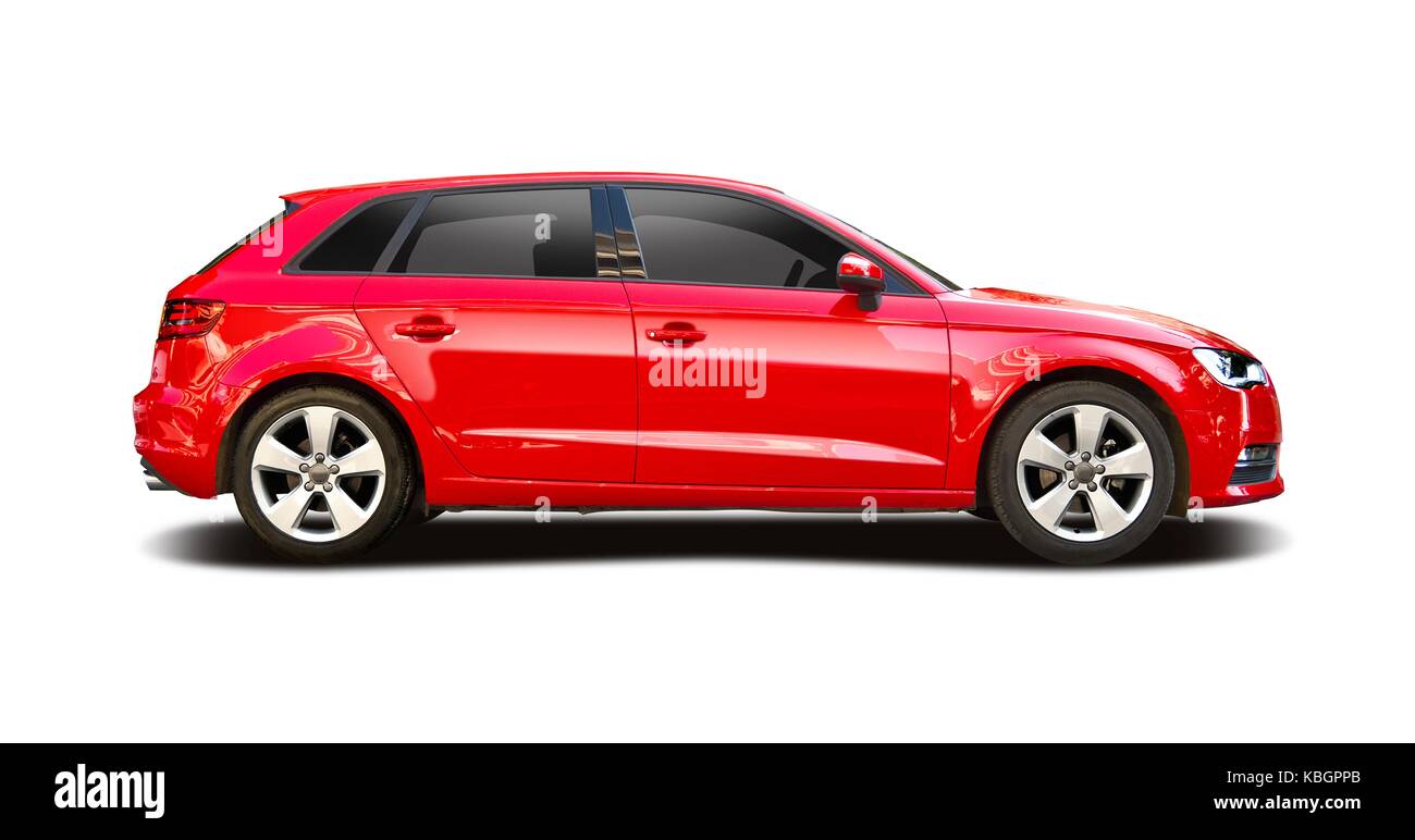 German hatchback car side view isolated on white Stock Photo Alamy