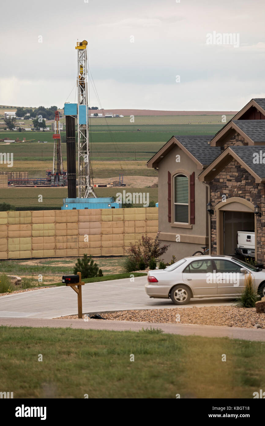 Berthoud, Colorado - Fracking rigs near new homes at the corner of ...