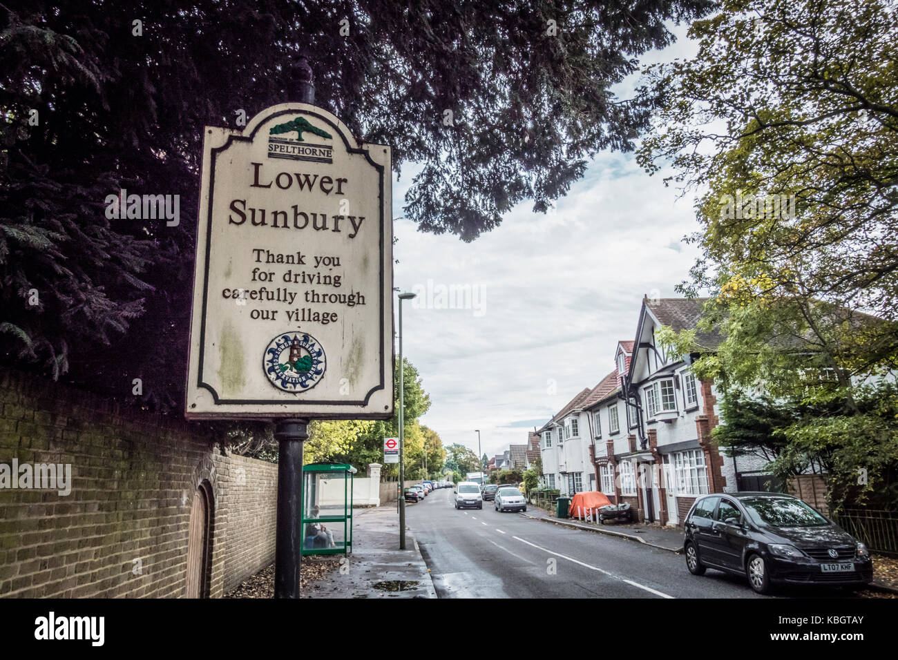 Lower Sunbury street sign, Spelthorne, England, UK Stock Photo Alamy