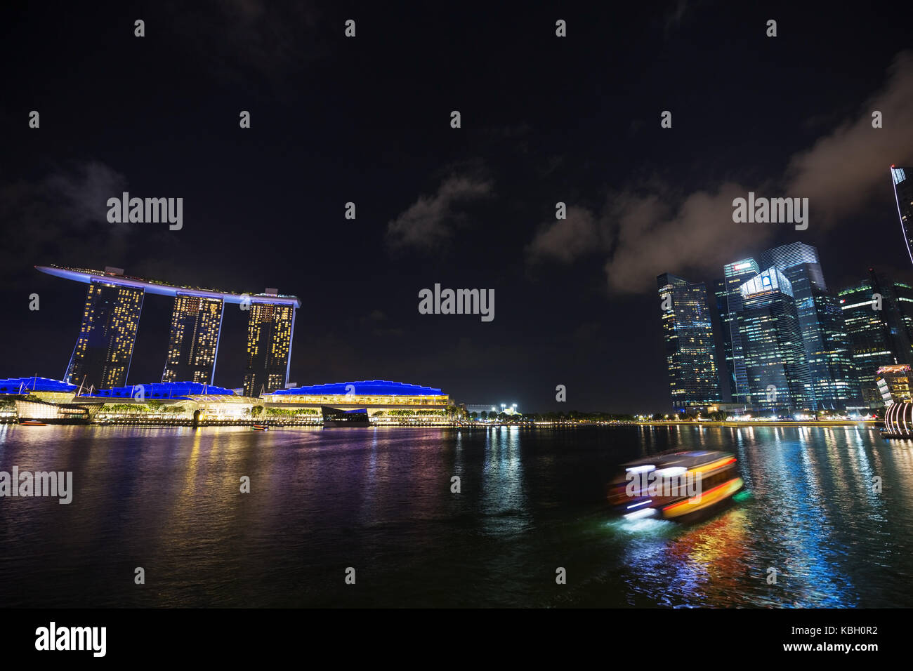 view of marina bay at night, urban landscape of Singapore Stock Photo