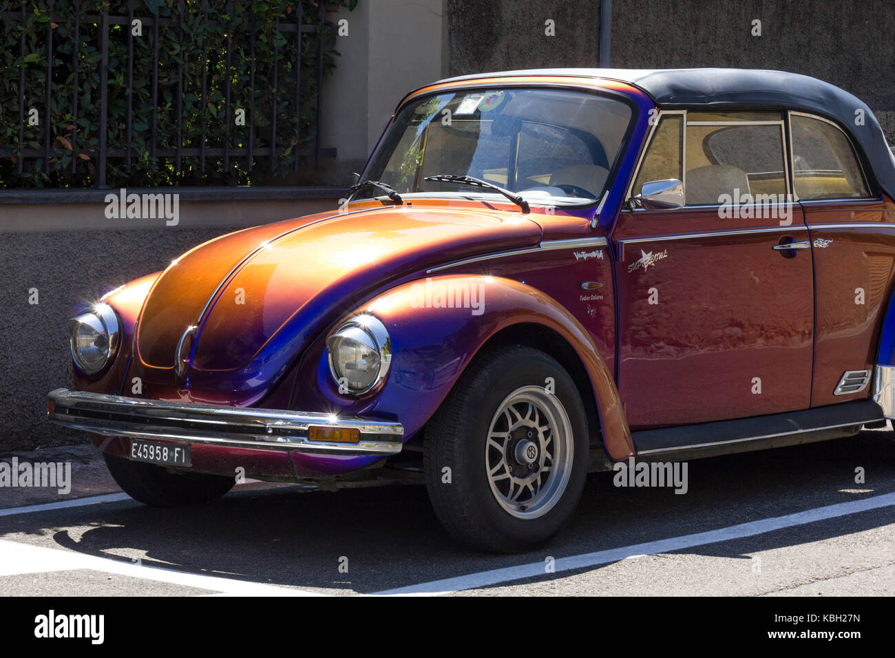 LASTRA A SIGNA, ITALY - AUGUST 30 2015: Vintage metalized cabriolet Beetle in Tuscany, Italy Stock Photo