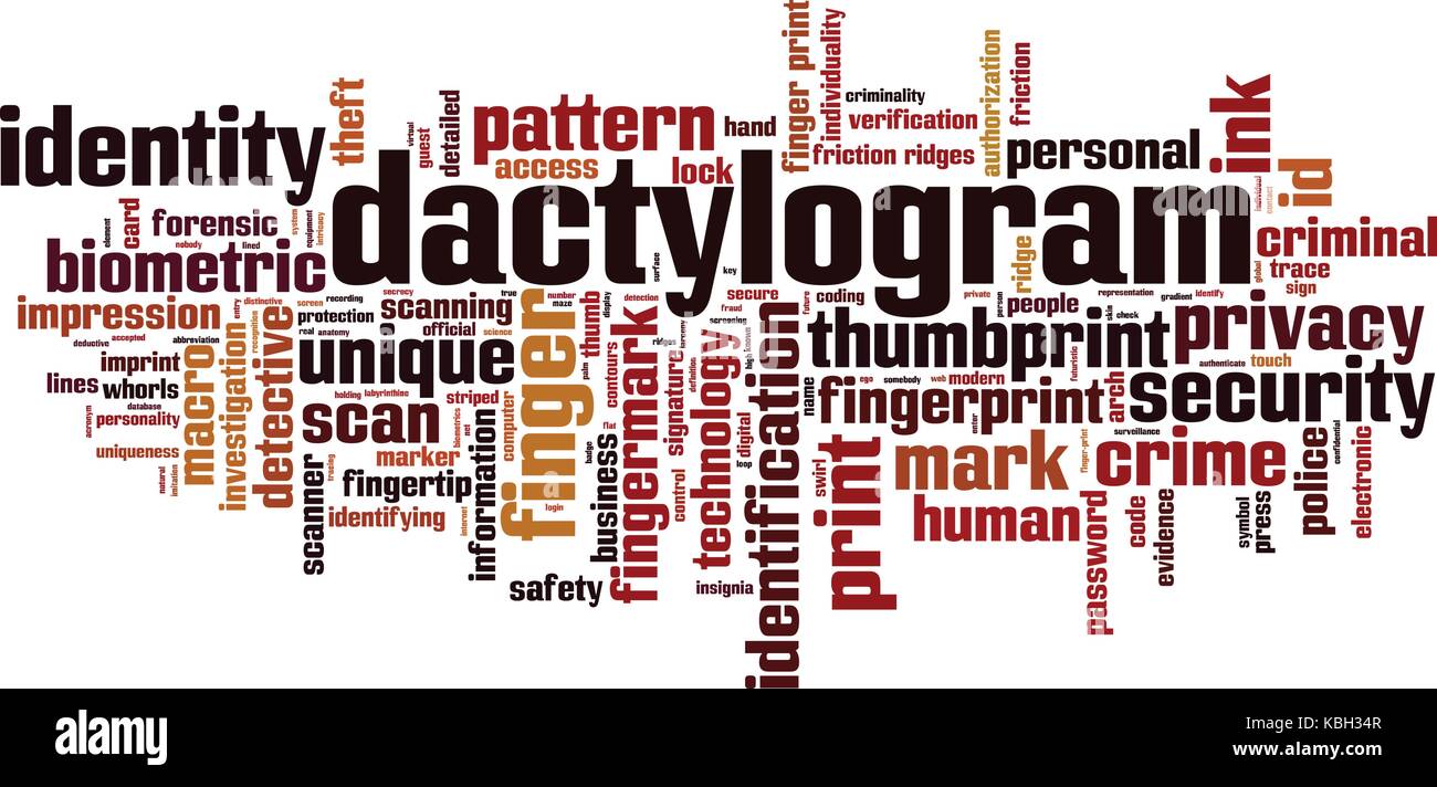 Dactylogram word cloud concept. Vector illustration Stock Vector