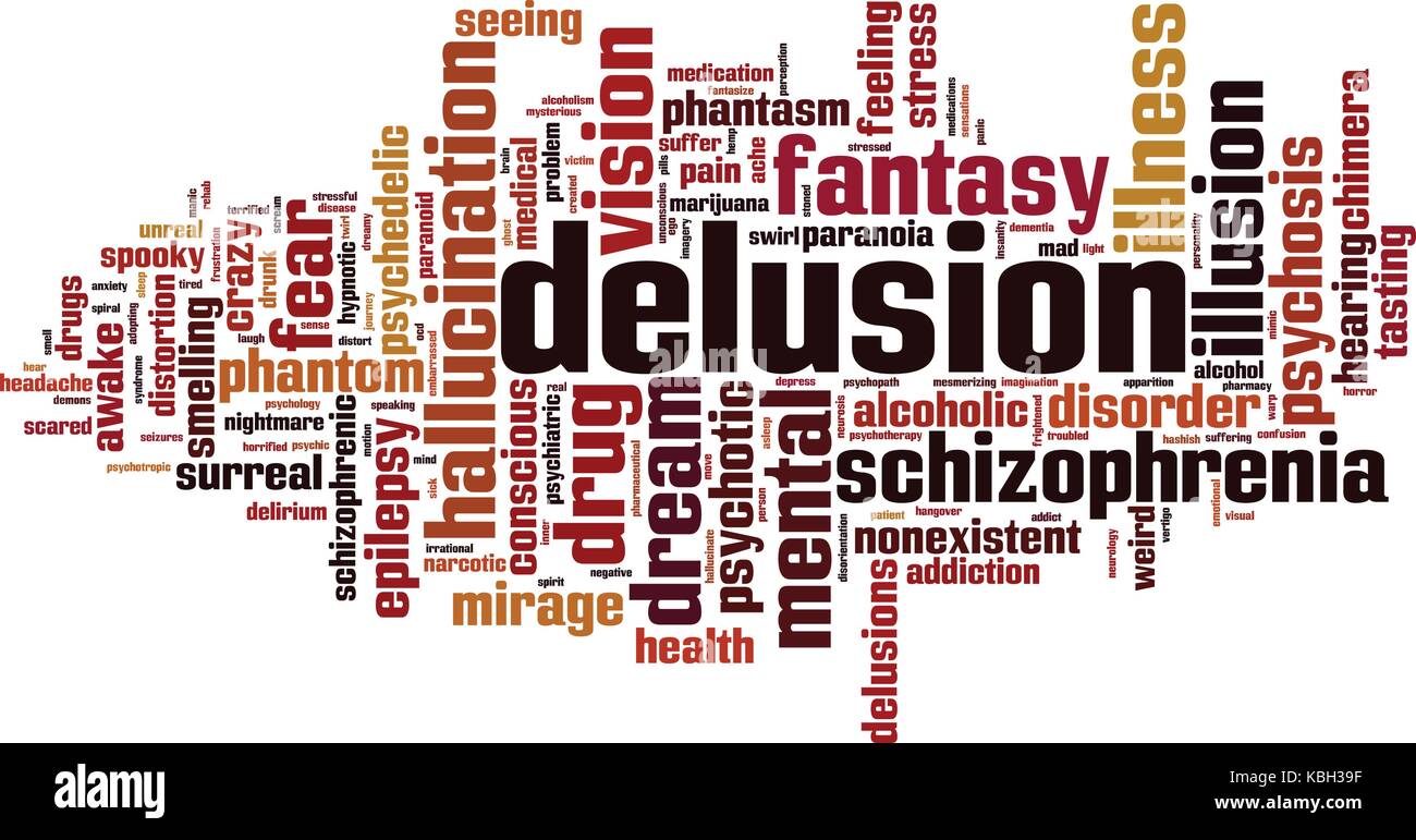Delusion word cloud concept. Vector illustration Stock Vector