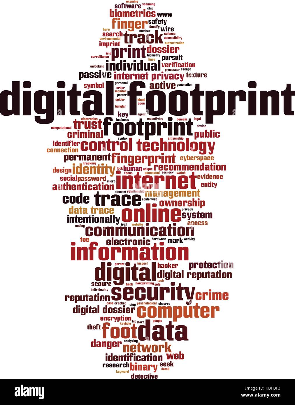 Digital footprint word cloud concept. Vector illustration Stock Vector