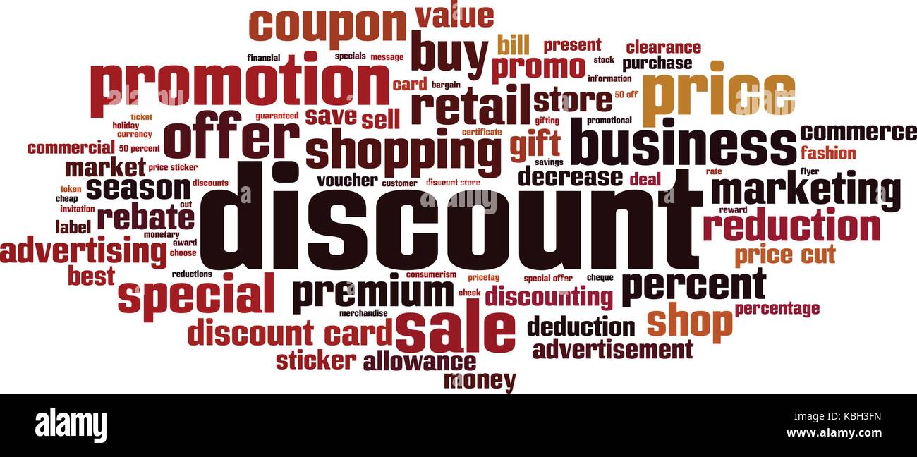 Discount word cloud concept. Vector illustration Stock Vector Image