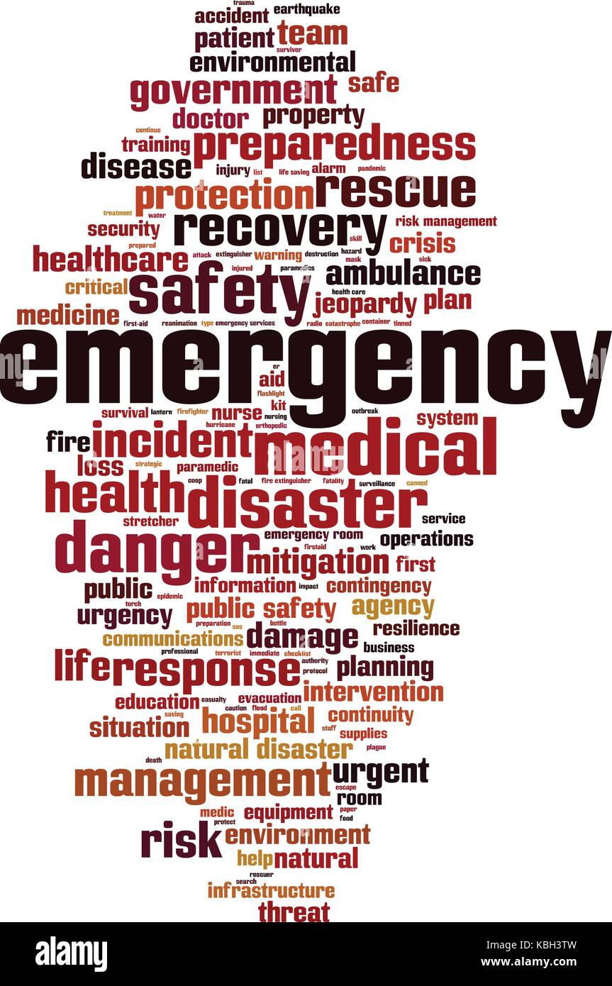 Emergency word cloud concept. Vector illustration Stock Vector Image
