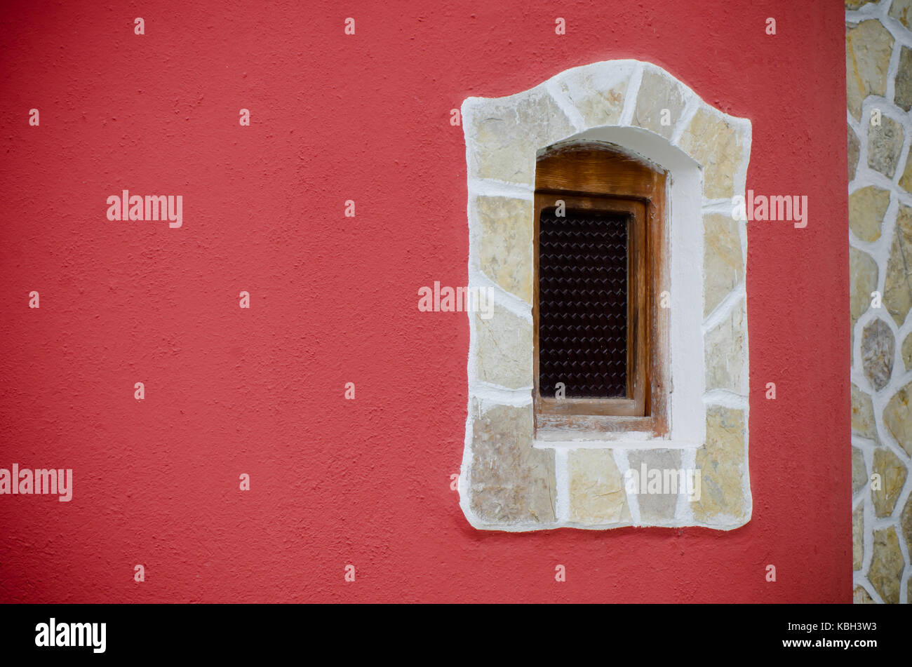 isolated window and red wall Stock Photo - Alamy