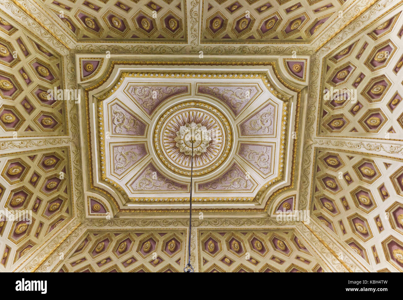 Caserta, Italy, August 14 2014: Beautiful ceiling inside the rooms of Reggia di Caserta, a Unesco world heritage site near Naples Stock Photo