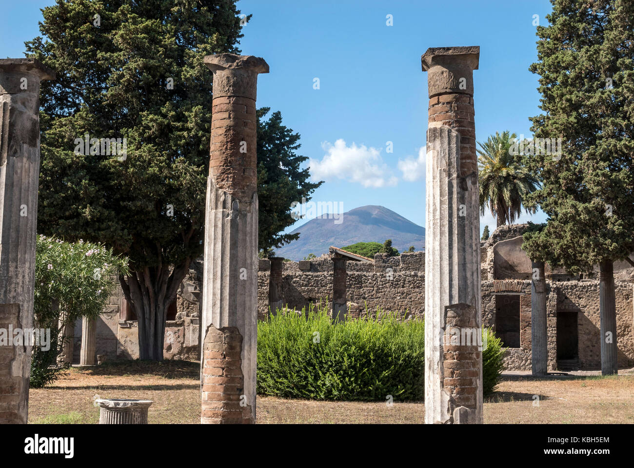 Ancient garden in  Pompeii archeological site in Italy Stock Photo