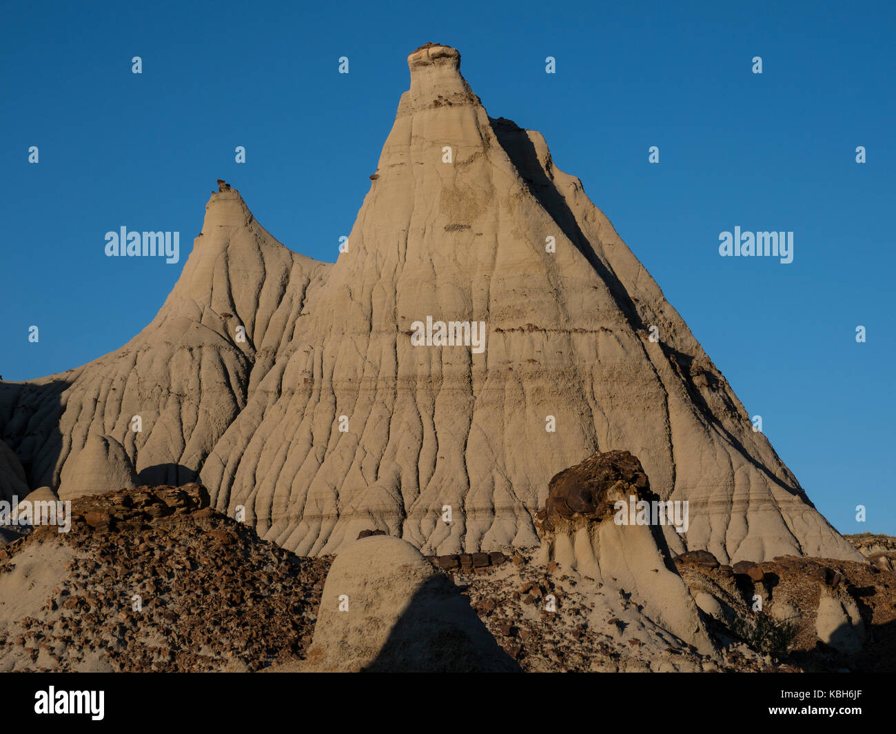 Mounds and rills, Dinosaur Provincial Park, Alberta, Canada. Stock Photo
