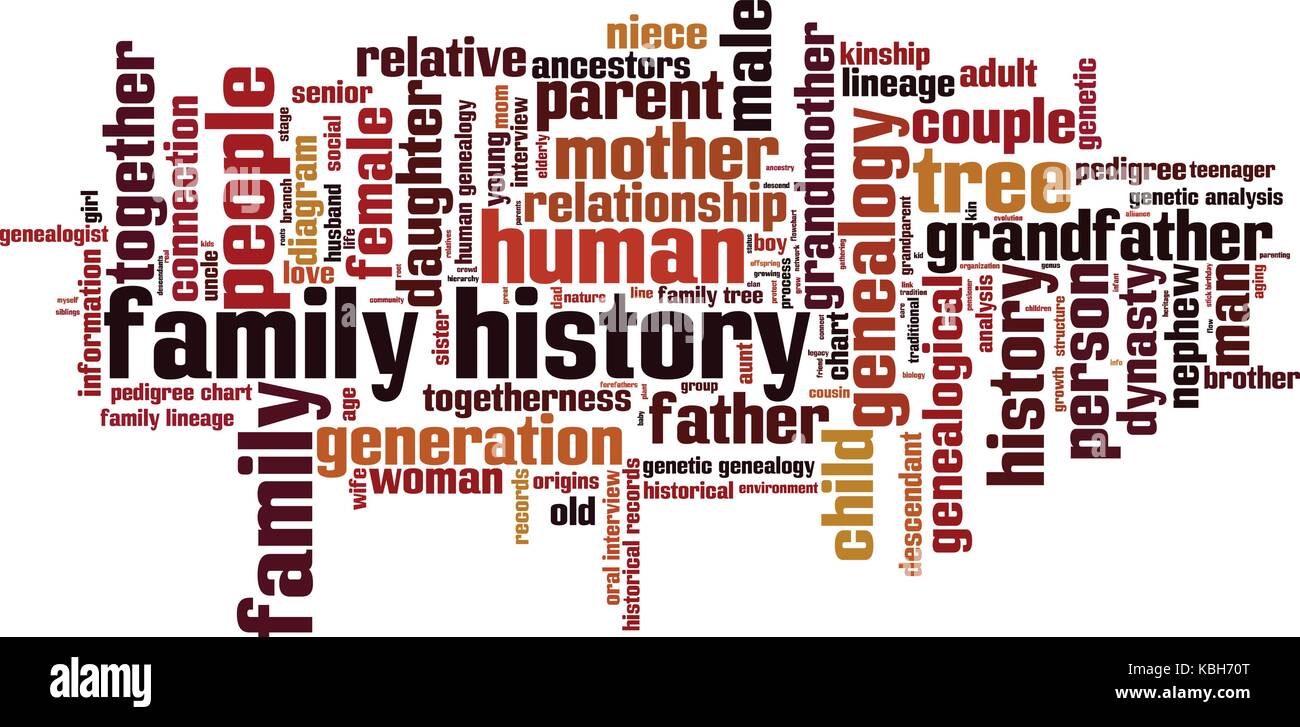 Family history word cloud concept. Vector illustration Stock Vector