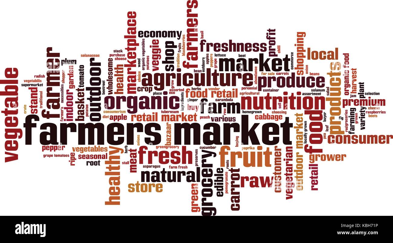 Farmers market word cloud concept. Vector illustration Stock Vector