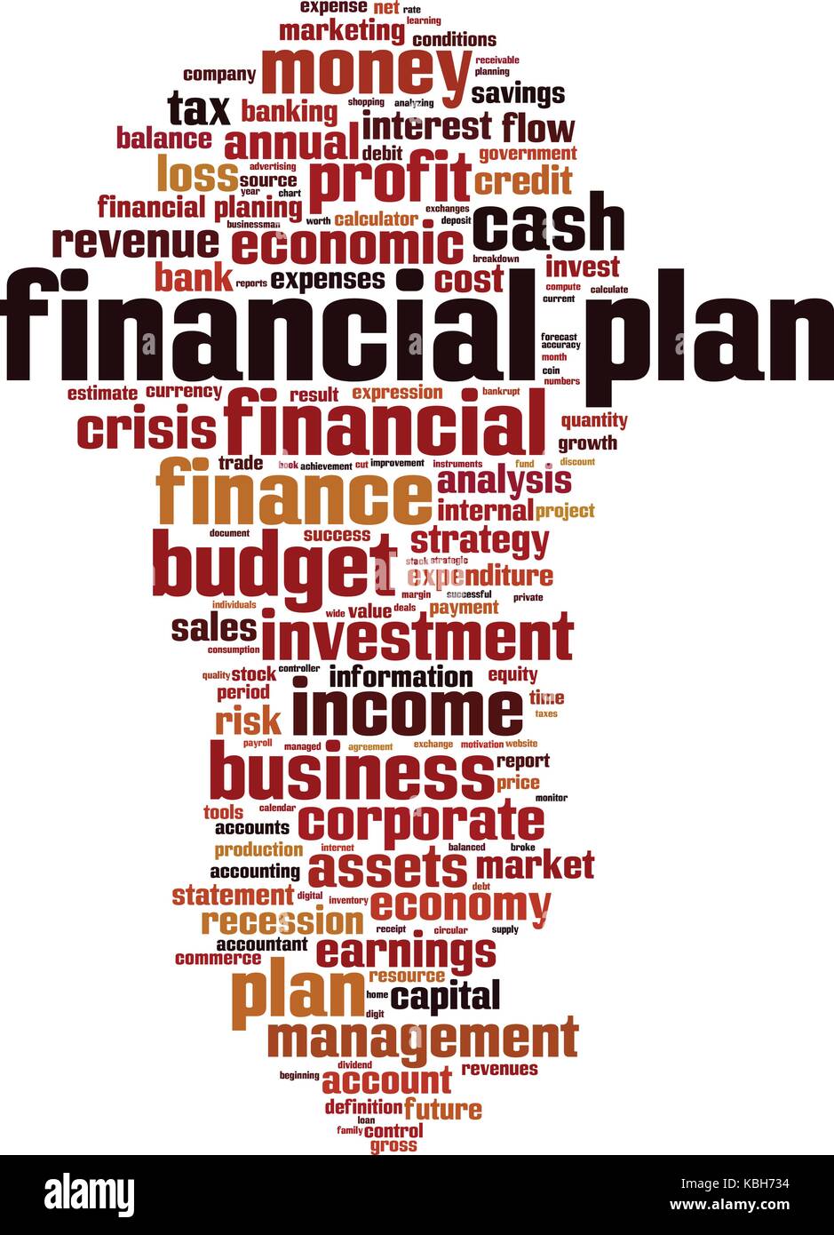 Financial plan word cloud concept. Vector illustration Stock Vector
