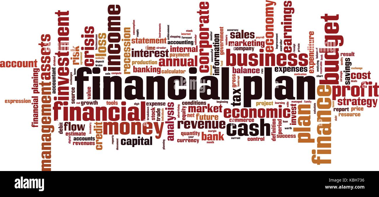 Financial plan word cloud concept. Vector illustration Stock Vector