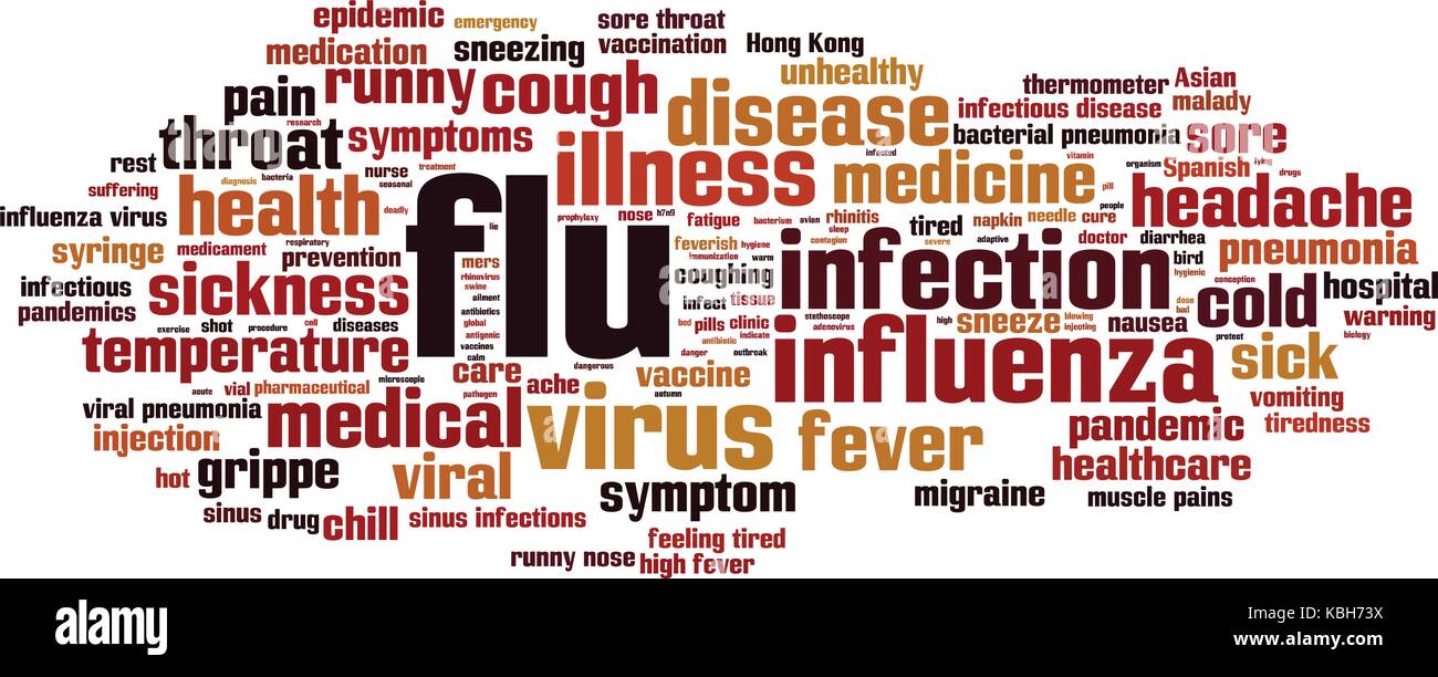 Flu word cloud concept. Vector illustration Stock Vector