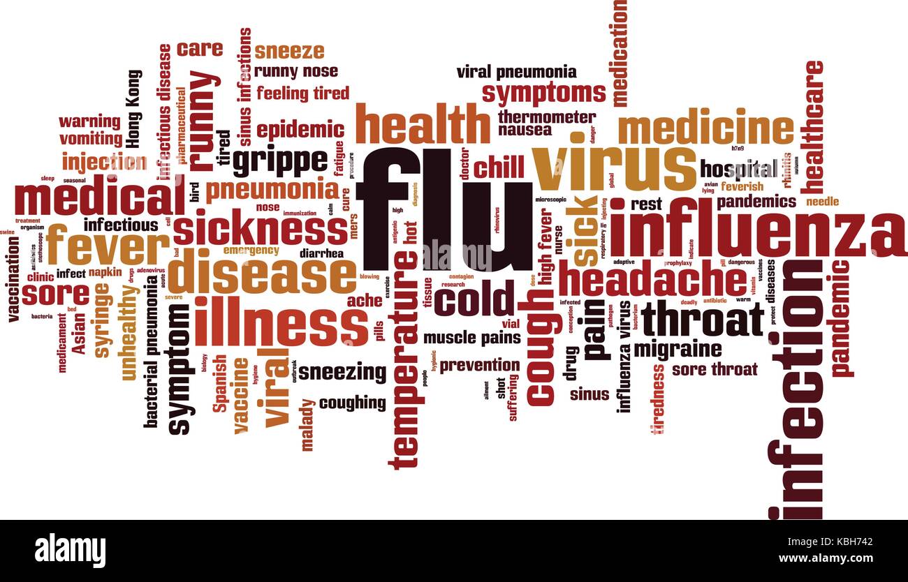 Flu word cloud concept. Vector illustration Stock Vector