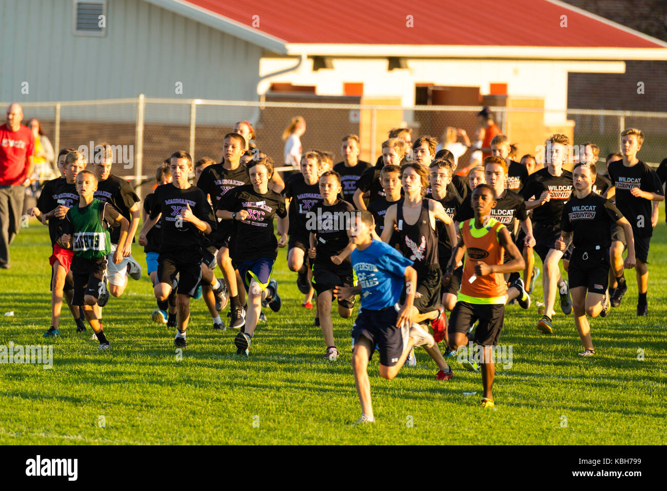 Boys participate in a cross country (running) meet at Verona Area High