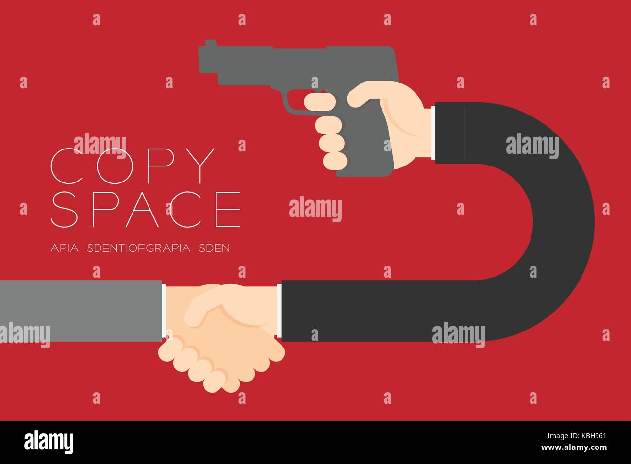 Handshake Businessman with gun set Business Partner Connection Risk