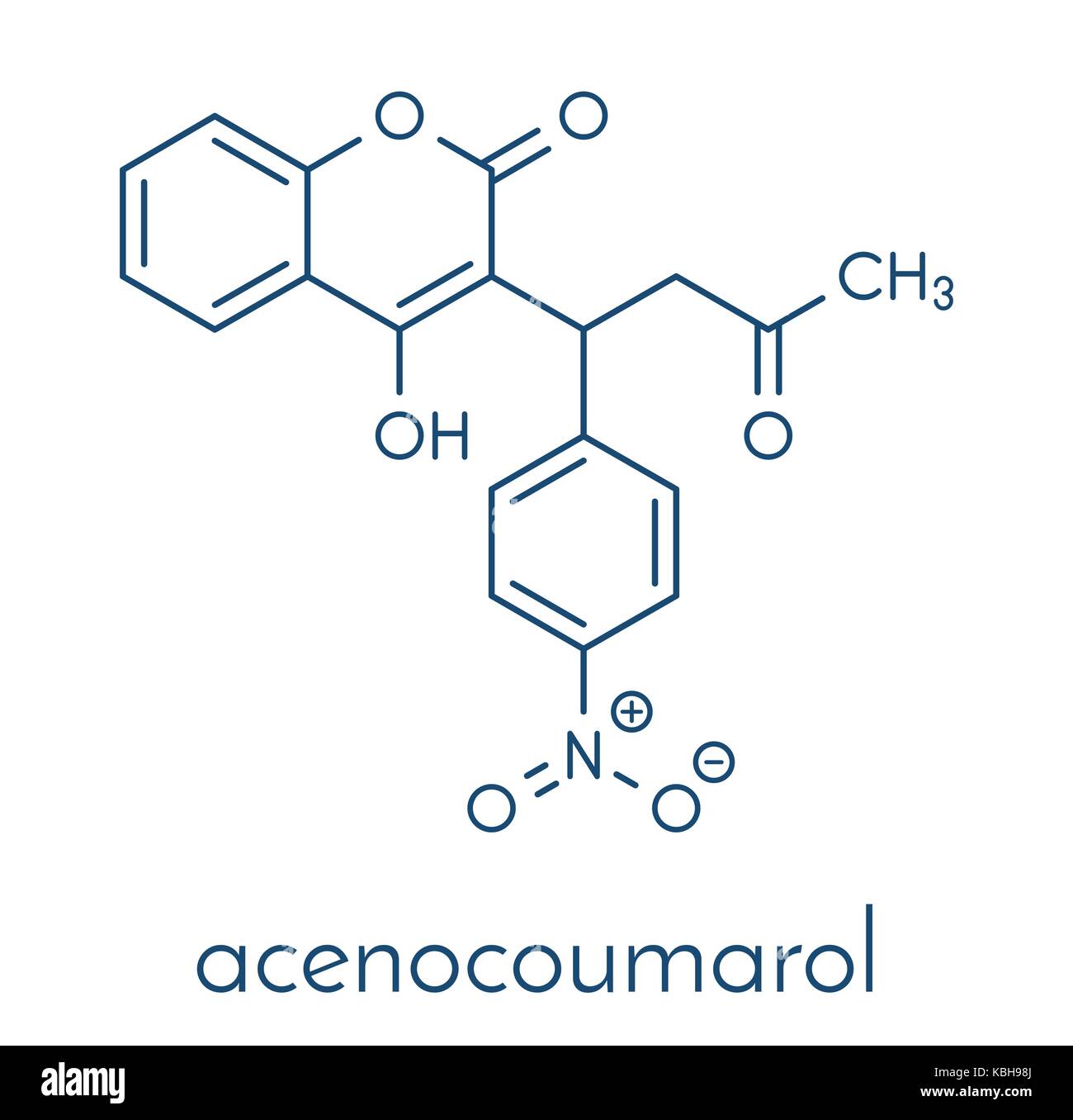 Acenocoumarol anticoagulant drug molecule (vitamin K antagonist