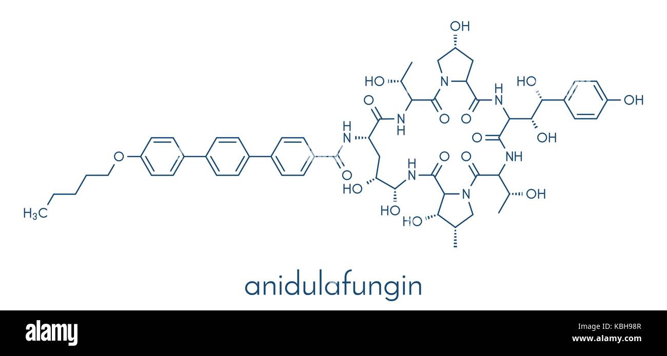 Anidulafungin antifungal drug molecule. Skeletal formula Stock Vector ...